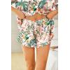 HOTOUCH Womens Satin Pajamas Set Button Down 2 Piece Silk Pjs Shorts Set Ruffle Lingerie Notch Collar Sleepwear(Vitality Flower)