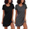 Ekouaer 2 Pack Nightgowns for Women Sleepshirt Short Sleeve Night Shirts Soft Sleep Dress Classic NightDress S-XXL(Black+grey)