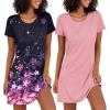 Ekouaer 2 Pack Nightgowns for Women Sleepshirt Short Sleeve Night Shirts Soft Sleep Dress Classic NightDress S-XXL(Floral+pink)