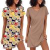 Ekouaer 2 Pack Nightgowns for Women Sleepshirt Short Sleeve Night Shirts Soft Sleep Dress Classic NightDress S-XXL(Mandala+camel)
