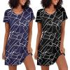 Ekouaer 2 Pack Nightgowns for Women Sleepshirt Short Sleeve Night Shirts Soft Sleep Dress Classic NightDress S-XXL(Navy White Stripe+black White Stripe)