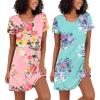 Ekouaer 2 Pack Nightgowns for Women Sleepshirt Short Sleeve Night Shirts Soft Sleep Dress Classic NightDress S-XXL(Pink Flower+blue Flower)
