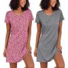 Ekouaer 2 Pack Nightgowns for Women Sleepshirt Short Sleeve Night Shirts Soft Sleep Dress Classic NightDress S-XXL(Pink Heart+light Grey)