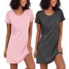 Ekouaer 2 Pack Nightgowns for Women Sleepshirt Short Sleeve Night Shirts Soft Sleep Dress Classic NightDress S-XXL(Pink+grey)