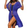 Ekouaer Bathing Suit Cover Up Chiffon Swim Suit Coverup Tie Front Sheer Beach Kimono Coverups Swimwear Cardigans(A05-cobalt Blue)