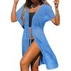 Ekouaer Bathing Suit Cover Up Chiffon Swim Suit Coverup Tie Front Sheer Beach Kimono Coverups Swimwear Cardigans(A07-light Blue)