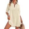 Ekouaer Beach Cover Ups for Women Bikini Swimsuit Coverup Beach Dress Shirt(Beige)