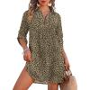 Ekouaer Beach Cover Ups for Women Bikini Swimsuit Coverup Beach Dress Shirt(Black Leopard)