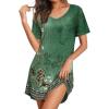 Ekouaer Nightgowns for Women Short Sleeve Sleep Shirts V Neck Nightshirts Soft Sleepshirt Caual T Shirt Sleepdress(Floral Green)