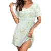Ekouaer Nightgowns for Women Short Sleeve Sleep Shirts V Neck Nightshirts Soft Sleepshirt Caual T Shirt Sleepdress(Floral Light Green)