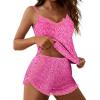 Ekouaer Satin Pajama Set for Women 2 Piece Silky Lingerie Sleepwear Lace Camisole Pj Shorts Set Soft Nightwear S-XXL(Leopard Print Hot Pink)
