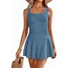 Ekouaer Swim Dress One Piece Bathing Suit Skirted Swimsuits for Women Ruched Retro Swimwear S-XXL(Dark Blue)