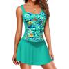 Ekouaer Swim Dress One Piece Bathing Suit Skirted Swimsuits for Women Ruched Retro Swimwear S-XXL(Green)