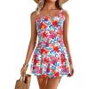 Ekouaer Swim Dress One Piece Bathing Suit Skirted Swimsuits for Women Ruched Retro Swimwear S-XXL(Multicolor Floral)