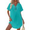 Ekouaer Swimsuit Cover Ups for Women Lace Crochet V-Neck Bikini Beach Coverups Dress for Swimwear Bathing Suit(00-green)
