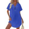 Ekouaer Swimsuit Cover Ups for Women Lace Crochet V-Neck Bikini Beach Coverups Dress for Swimwear Bathing Suit(00-sky Blue)
