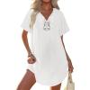 Ekouaer Swimsuit Cover Ups for Women Lace Crochet V-Neck Bikini Beach Coverups Dress for Swimwear Bathing Suit(00-white)