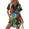 Ekouaer Swimsuit Cover Ups for Women Lace Crochet V-Neck Bikini Beach Coverups Dress for Swimwear Bathing Suit(01-black Leaf)