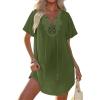 Ekouaer Swimsuit Cover Ups for Women Lace Crochet V-Neck Bikini Beach Coverups Dress for Swimwear Bathing Suit(Army Green)