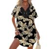 Ekouaer Swimsuit Cover Ups for Women Lace Crochet V-Neck Bikini Beach Coverups Dress for Swimwear Bathing Suit(Black Tropical Print)