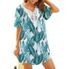 Ekouaer Swimsuit Cover Ups for Women Lace Crochet V-Neck Bikini Beach Coverups Dress for Swimwear Bathing Suit(Green Tropical Print)