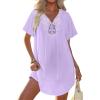 Ekouaer Swimsuit Cover Ups for Women Lace Crochet V-Neck Bikini Beach Coverups Dress for Swimwear Bathing Suit(Lilac)