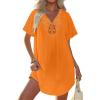 Ekouaer Swimsuit Cover Ups for Women Lace Crochet V-Neck Bikini Beach Coverups Dress for Swimwear Bathing Suit(Orange)