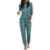 Ekouaer Women Pajama Sets 2 Piece Long Sleeves and Joggers Sleepwear Set Soft Pjs Lounge Set with Pockets(Green Leopard)
