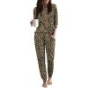 Ekouaer Women Pajama Sets 2 Piece Long Sleeves and Joggers Sleepwear Set Soft Pjs Lounge Set with Pockets(Leopard)