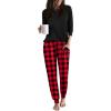 Ekouaer Women Pajama Sets 2 Piece Long Sleeves and Joggers Sleepwear Set Soft Pjs Lounge Set with Pockets(Red Plaid)