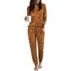 Ekouaer Women Pajama Sets 2 Piece Long Sleeves and Joggers Sleepwear Set Soft Pjs Lounge Set with Pockets(Teddy_brown)