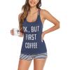 Ekouaer Womens Cami Pajama Set Sleeveless Racerback Tank Top Pjs Soft Sleepwear(Navy Stripes)