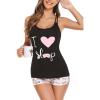 Ekouaer Womens Cami Pajama Set Sleeveless Racerback Tank Top Pjs Soft Sleepwear(White Printed)