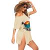 Ekouaer Women’s Swimsuit Beach Cover Up Short Sleeve Cover Ups for Swimwear Bathing Suit Coverups S-XXXL(Beige Sunset)