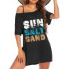 Ekouaer Women’s Swimsuit Beach Cover Up Short Sleeve Cover Ups for Swimwear Bathing Suit Coverups S-XXXL(Black Tropical & Letter)