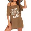 Ekouaer Women’s Swimsuit Beach Cover Up Short Sleeve Cover Ups for Swimwear Bathing Suit Coverups S-XXXL(Brown Coconut Tree & Letter)