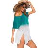 Ekouaer Women’s Swimsuit Beach Cover Up Short Sleeve Cover Ups for Swimwear Bathing Suit Coverups S-XXXL(Gradient Green)