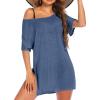 Ekouaer Women’s Swimsuit Beach Cover Up Short Sleeve Cover Ups for Swimwear Bathing Suit Coverups S-XXXL(Gray Blue)