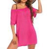 Ekouaer Women’s Swimsuit Beach Cover Up Short Sleeve Cover Ups for Swimwear Bathing Suit Coverups S-XXXL(Hot Pink)