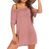 Ekouaer Women’s Swimsuit Beach Cover Up Short Sleeve Cover Ups for Swimwear Bathing Suit Coverups S-XXXL(Purplish Red)