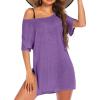 Ekouaer Women’s Swimsuit Beach Cover Up Short Sleeve Cover Ups for Swimwear Bathing Suit Coverups S-XXXL(Violet)