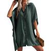 Ekouaer Women’s Swimsuit Cover Up 3/4 Sleeve Beachwear Bikini Coverups Button Down Oversized Cover Up Shirt S-3XL(Army Green)