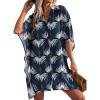 Ekouaer Women’s Swimsuit Cover Up 3/4 Sleeve Beachwear Bikini Coverups Button Down Oversized Cover Up Shirt S-3XL(Green White Floral)