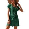 Ekouaer Womens Swimsuit Cover Up Swiss Dots Chiffon Bikini Beachwear Flowy Pom Pom Coverups(A-dark Green)