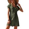 Ekouaer Womens Swimsuit Cover Up Swiss Dots Chiffon Bikini Beachwear Flowy Pom Pom Coverups(A-deep Army Green)
