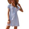 Ekouaer Womens Swimsuit Cover Up Swiss Dots Chiffon Bikini Beachwear Flowy Pom Pom Coverups(A-sky Blue)