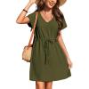 Ekouaer Womens Swimsuit Cover Up Swiss Dots Chiffon Bikini Beachwear Flowy Pom Pom Coverups(B-army Green)