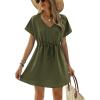 Ekouaer Womens Swimsuit Coverup Short Sleeve Beach Cover Up Dress V Neck Bikini Beachwear(B-army Green3-01)