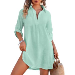 Ekouaer Beach Cover Ups for Women Bikini Swimsuit Coverup Beach Dress Shirt(Light Green)