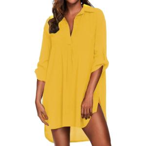 Ekouaer Beach Cover Ups for Women Bikini Swimsuit Coverup Beach Dress Shirt(Yellow)